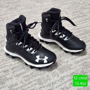 Under Armour Boys Renegade RM Junior Football Cleats black white size 12 child